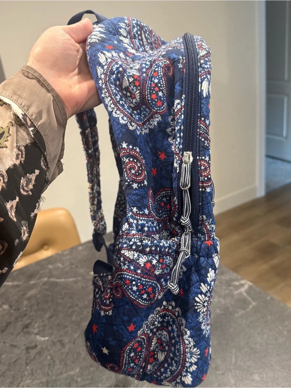 Vera Bradley patriotic fireworks paisley USA quilted backpack READ
